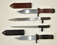 Four Chinese bayonets including type 81 assault rifle examples with scabbards, a type 53 and type