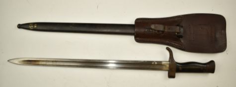 French 1892 pattern Mannlicher Berthier bayonet stamped 40888 to quillon, with 39.5cm fullered