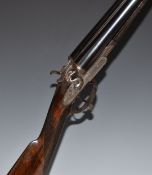 Gallyon & Sons 12 bore side by side hammer action shotgun with engraved lock, underside, rotary