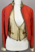 British Army Gloucestershire Regiment officer's scarlet mess jacket and white waistcoat, the