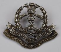 British Army Middlesex Regiment Public Works Pioneer Battalion badge (Firmin London to reverse)