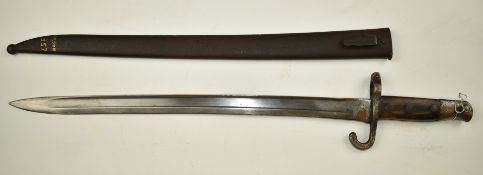 Austrian 1867 pattern bayonet with some clear stamps, 47cm fullered blade and scabbard. PLEASE