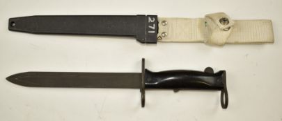 French MAS 1969 pattern bayonet with 20cm blade, scabbard and frog. PLEASE NOTE ALL BLADED ITEMS ARE