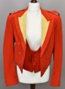 British Army Gloucestershire Regiment officer's scarlet mess jacket with yellow facings and rank