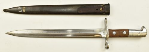 Swiss 1911/31 pattern bayonet stamped 855770 to crossguard and Elsener Schwyz to ricasso, with 29.