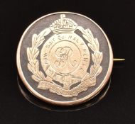 Royal Engineers 9ct rose gold and tortoiseshell sweetheart brooch, 4g