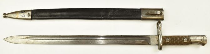 Spanish 1893 pattern artillery sword bayonet for the Mauser short rifle and M1916 short rifle,