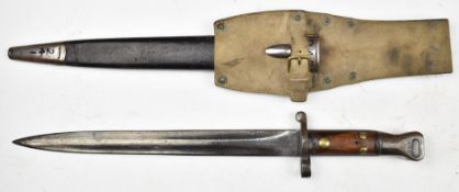 British 1888 pattern bayonet Mk I type 1, with some clear stamps to ricasso, a 30cm double edged