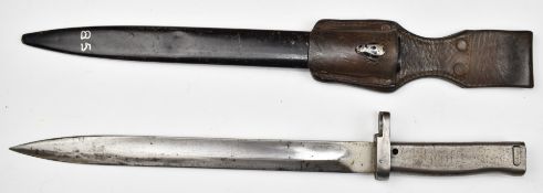 German Ersatz 88/98 knife bayonet with one piece crossguard, 31.5cm fullered blade, scabbard and