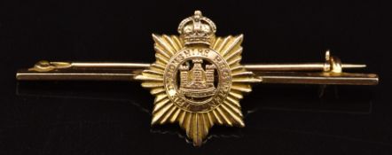 Devonshire Regiment 9ct gold sweetheart brooch, 3.5g