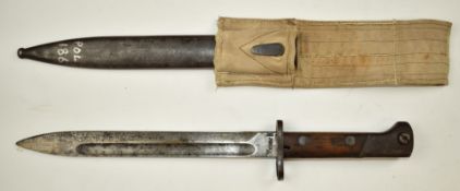 Polish Mauser bayonet with muzzle ring and flashguard, good stamps to ricasso including Perkun and