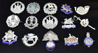 Fifteen silver and enamel Infantry sweetheart brooches including Gloucestershire Regiment, East