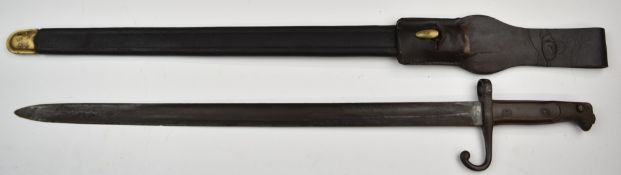 Italian 1870 pattern type Z Vetterli bayonet with short leaf spring, stamped A6396 to crossguard,
