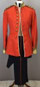 British Army officer's full dress scarlet tunic with primrose facings, together with blue