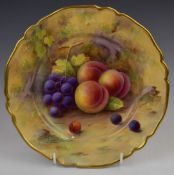 Royal Worcester painted fruit cabinet plate signed A Shuck for Albert Shuck, diameter 22.5cm