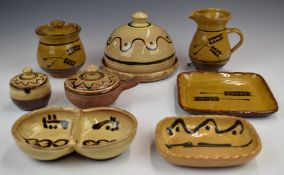 Winchcombe and other studio pottery, two pieces signed Sidney Tustin, tallest 12cm