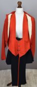 British Army Gloucestershire Regiment officer's scarlet mess jacket with white lapels, rank insignia
