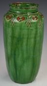 Farnham Art Pottery signed vase with incised decoration frilled rim and incised 'Gongera, Ubeda',