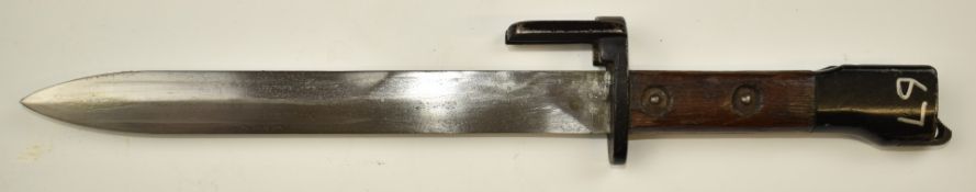 Argentinian FN Fal bayonet with 20cm blade, scabbard and frog with matching numbers 20794. PLEASE