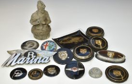 Rover car radiator cap, Bentley badge, Jaguar caps, Alfa Romeo badge etc, height of Rover example