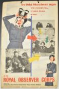 Royal Observer Corps cardboard recruitment poster 'In This Nuclear Age we need you more than