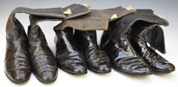 Three pairs of British Army Gloucestershire Regiment officer's black leather dress boots Consigned