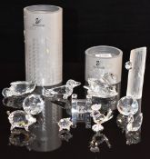 Eleven pieces of Swarovski Crystal glass including Dachshund, Swan, Buckingham Palace etc, largest