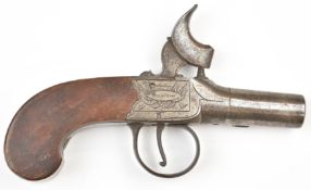 Whole of Bristol percussion hammer action pocket pistol with named and engraved locks and 1.5 inch