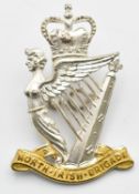 British Army North Irish Brigade officer's silvered cap badge