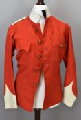 British Army officer's scarlet jacket with associated buttons, attributed to Captain W A M Temple,