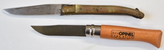 Laguiole '55' folding pocket knife with 9cm blade together with an Opinel folding knife with 8.5cm