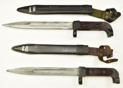 Two Russian AK47 pattern bayonets both with 20cm blades, scabbard and belt attachments. PLEASE