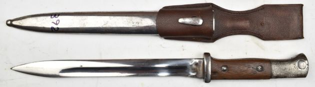 German 84/98 pattern bayonet with Rich A Herder to ricasso, a 25cm blade, scabbard and frog.