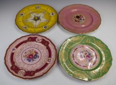 A set of four Hutschenreuther cabinet plates with floral cartouche, diameter 27cm