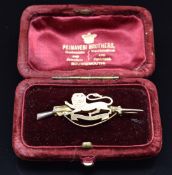 The King's Own Royal Lancaster Regiment 9ct gold sweetheart brooch / tie pin, in Primavesi