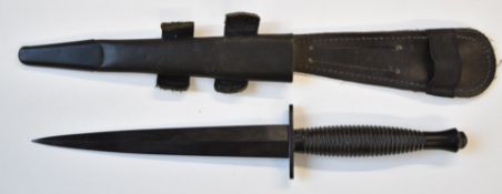 Cold War Fairbairn Sykes fighting knife with cross keys to collar, 17cm double edged blade with