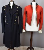 British Army Gloucestershire Regiment officer's frock coat with gilt collar badges, associated