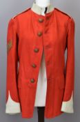 British Army scarlet serge jacket attributed to Sergeant Scarfe DCM, 2nd Battalion Gloucestershire