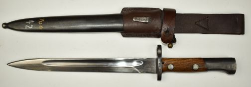 Yugoslavian Mauser rifle bayonet stamped 45626 to crossguard and frog stud, with 25cm fullered