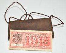 Gloucester Corporation Light Railways 1918 Scholars Pass for Muriel J Hodges, Girls High, in