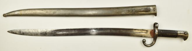 Turkish 1874 pattern sword bayonet for the Peabody Martini rifle, with leather chequered grips and