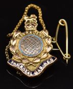 Royal Marines 9ct gold and enamel sweetheart brooch, 2.9g