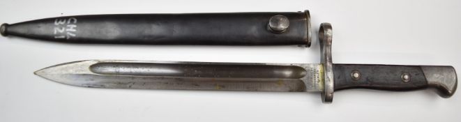 Chilean bayonet 1895 pattern stamped E2372 to cross guard, and with clear stamps to ricasso