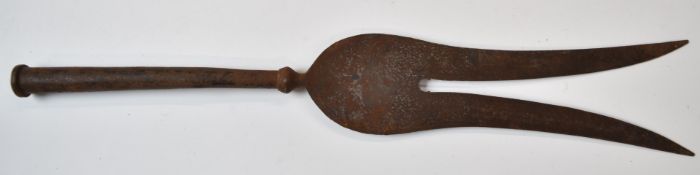 Qatar c19thC fork spear / lance head, length 54cm. PLEASE NOTE ALL BLADED ITEMS ARE SUBJECT TO