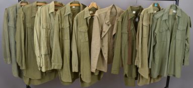 British Army Gloucestershire Regiment various khaki shirts together with a khaki jacket Consigned by