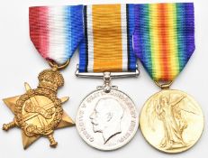 British Army WW1 medal trio comprising 1914/1915 Star and War Medal and Victory Medal named to W-