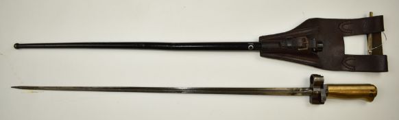 French 1886 pattern Lebel bayonet with brass grip stamped 87315 (or 82315), 52cm cruciform blade,