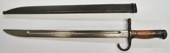 Japanese type 30 Alaska rifle bayonet stamped C3 to grips, with 38cm fullered blade and scabbard.