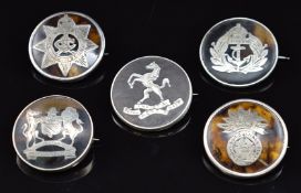 Three hallmarked silver and tortoiseshell sweetheart brooches for the Royal Navy Volunteer