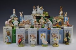 Collection of nineteen Beswick and Royal Albert Beatrix Potter figures including Mittens, Tom